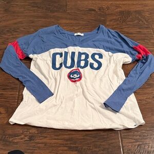 47 Brand Chicago Cubs Blue and White Long Sleeve Shirt